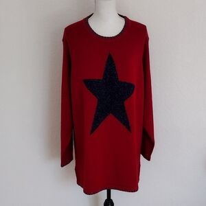 NEW - THE QUADEER FACTORY -WOMENS RED SWEATER EXCLUSIVE OF DECORATION SIZE : 1X